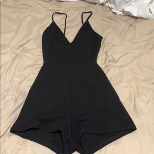 Romper with lace zip up back